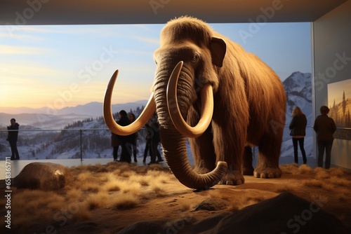 A image of 3D render of a large woolly mammoth on a mountain landscape Generative AI © Saim Art