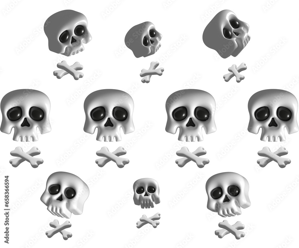 illustrated skulls on transparent background illustrated skulls on transparent background