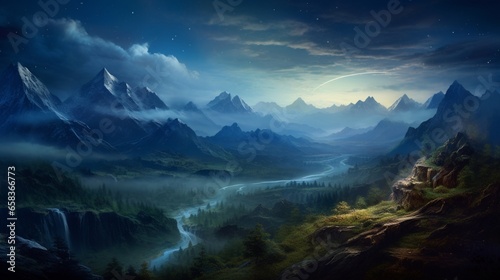 a valley at twilight  where the world seems to hold its breath in anticipation of the night s mysteries