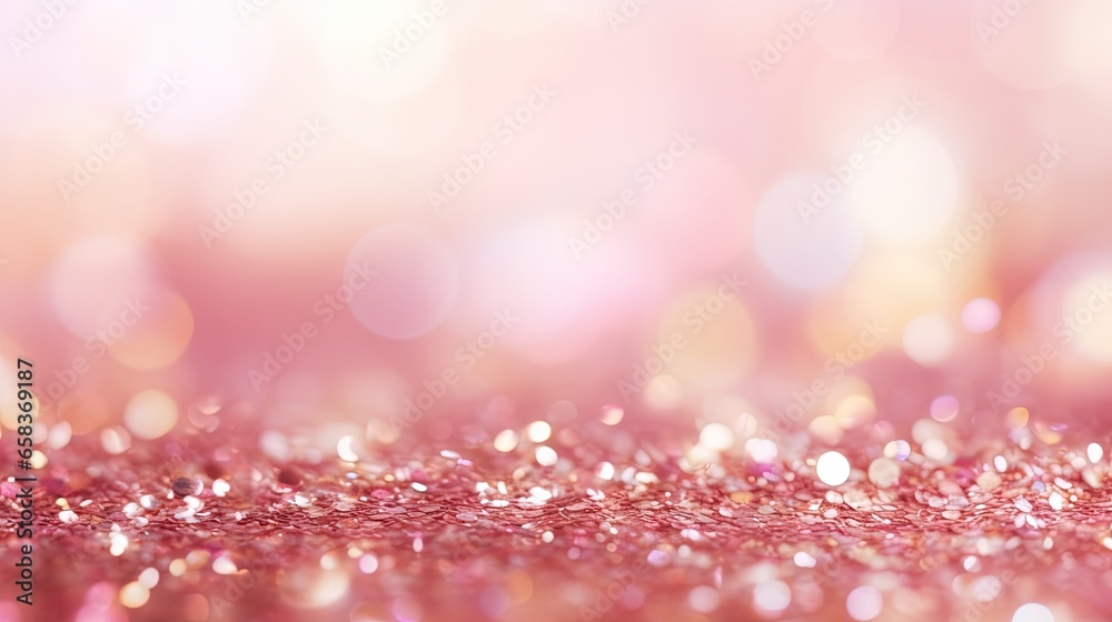  a close up of a pink glitter background with a blurry background.  generative ai