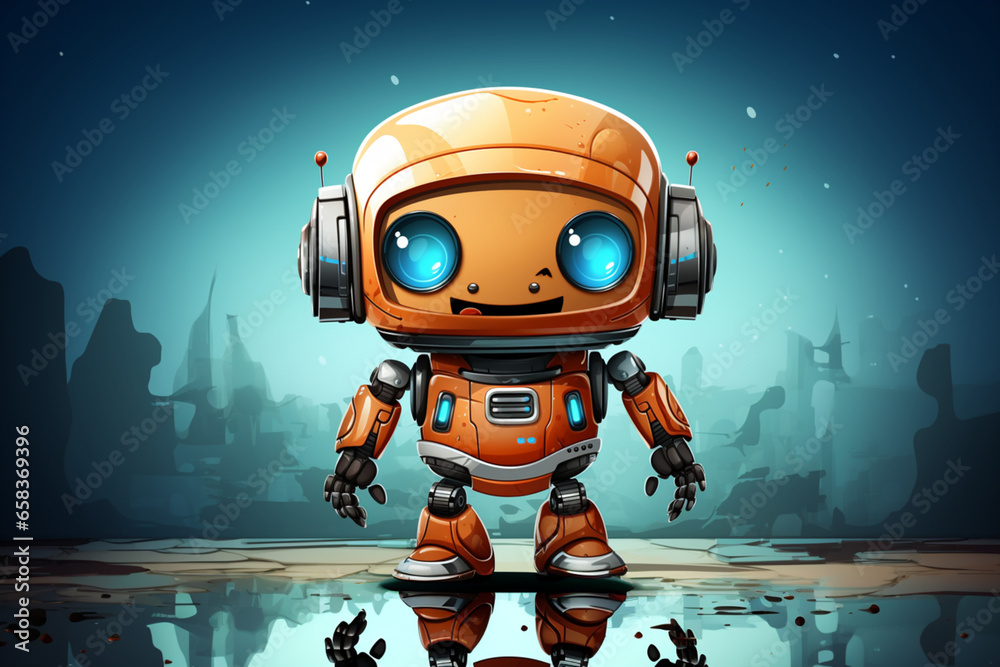 Illustration Retro Active Cartoon Droid Illustration Retro Active Cartoon Droid