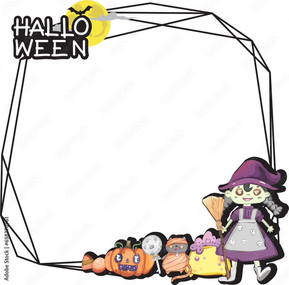 Fototapeta premium Halloween scary frame on transparent background.