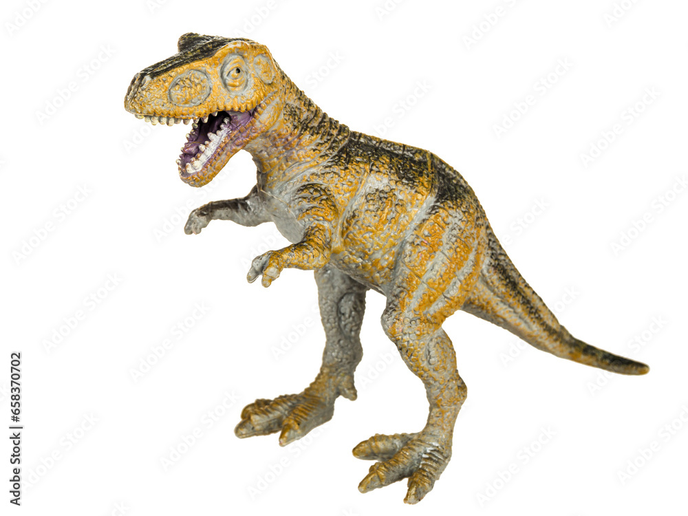 Dinosaur tyrannosaurus figurine toy isolated on white background close-up Dinosaur tyrannosaurus figurine toy isolated on white background close-up