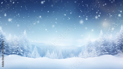 Embrace the holiday season with this stunning winter landscape, adorned with a snow-filled sky © ckybe
