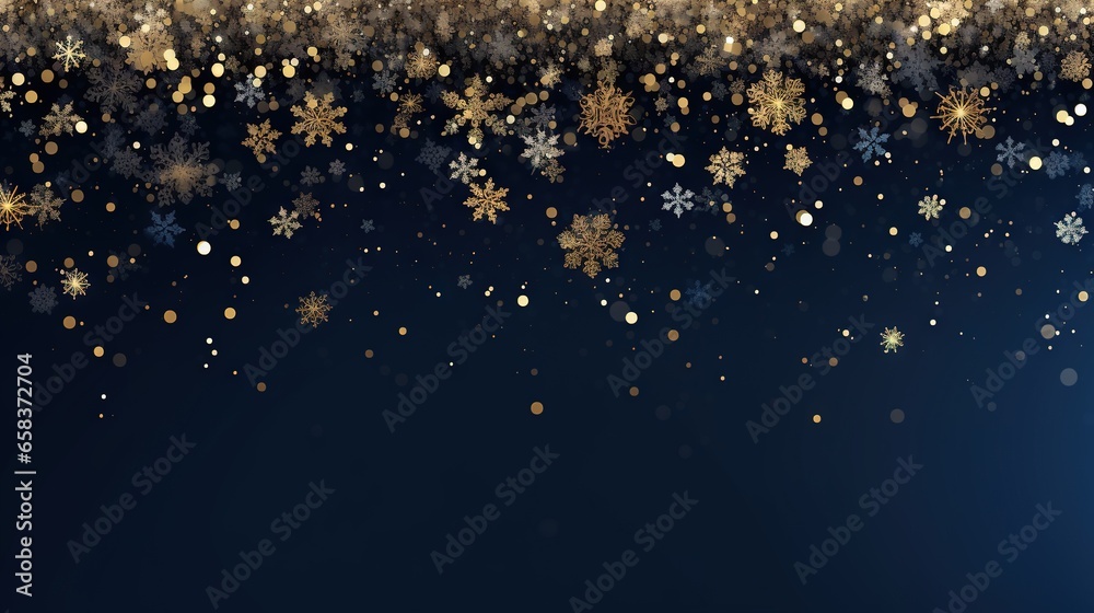 a blue background with gold snowflakes and a blue background. generative ai a blue background with gold snowflakes and a blue background. generative ai