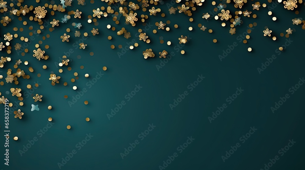  a green background with gold confetti and a blue background.  generative ai - obrazy, fototapety, plakaty 
