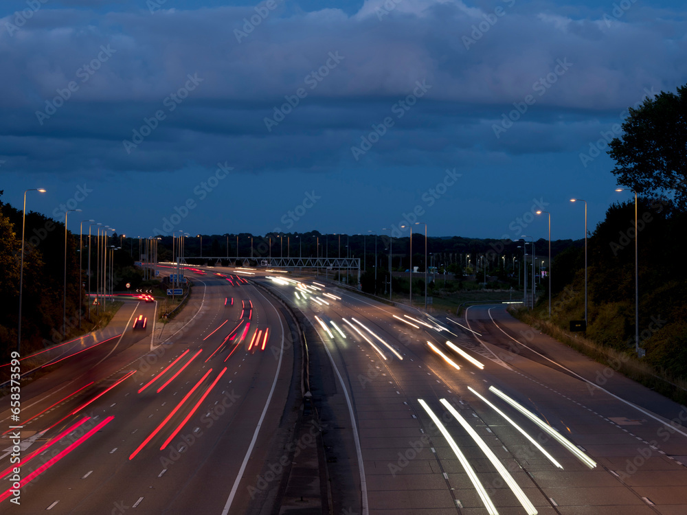 UK, England, Motorway M25 dusk