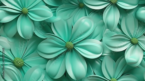  a bunch of flowers that are green with white petals on them.  generative ai