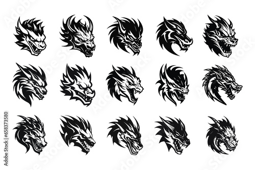 Head Dragon Vector Illustrations Collection

