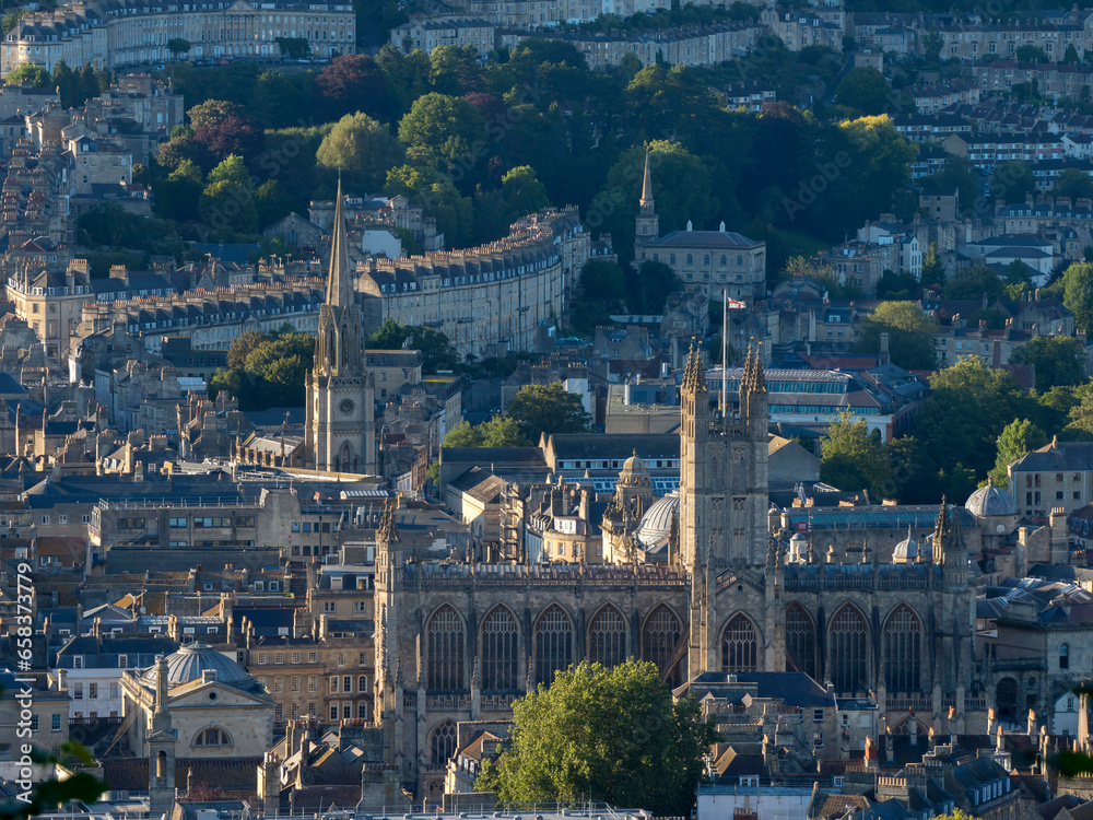  UK, England, Bath Abbey from above daylight