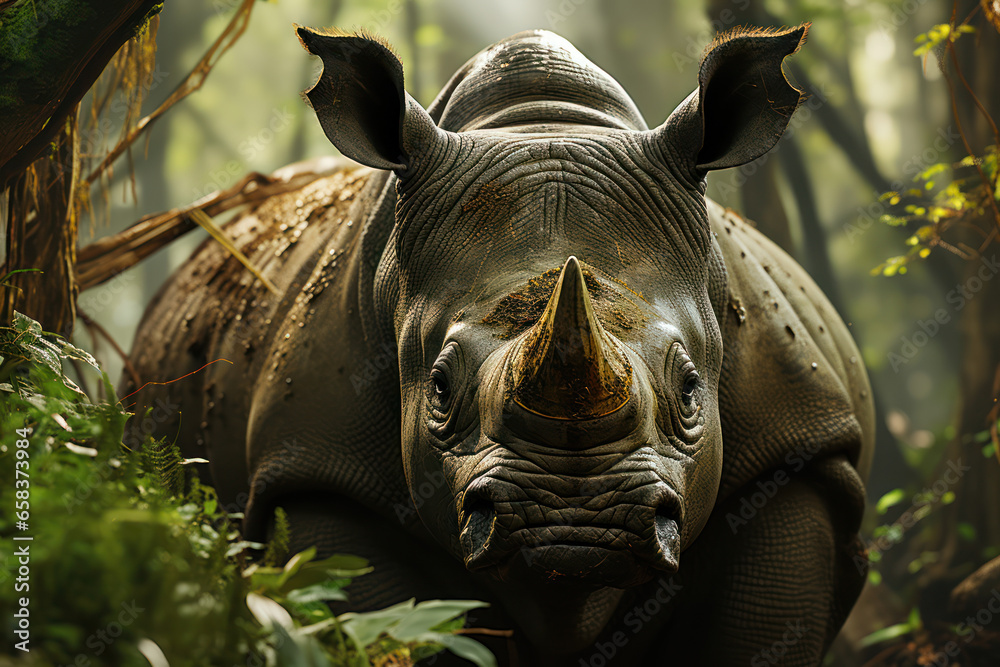 The critically endangered Javan rhinoceros, one of the rarest large ...