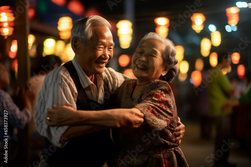 Senior couple dancing in night club