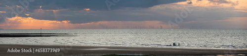 Europe, UK, England, Kent, Margate beach sunset panorama photo