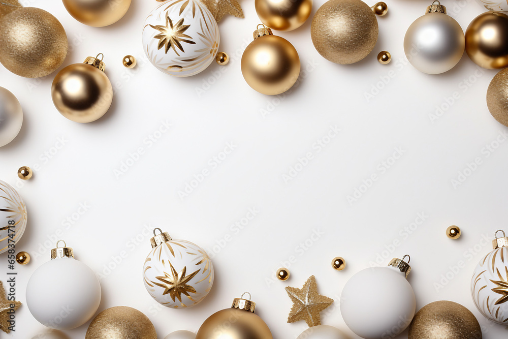 Festive Christmas Balls and Baubles, Minimalistic Greeting Card Mockup in a Stunning Flat Lay Festive Christmas Balls and Baubles, Minimalistic Greeting Card Mockup in a Stunning Flat Lay