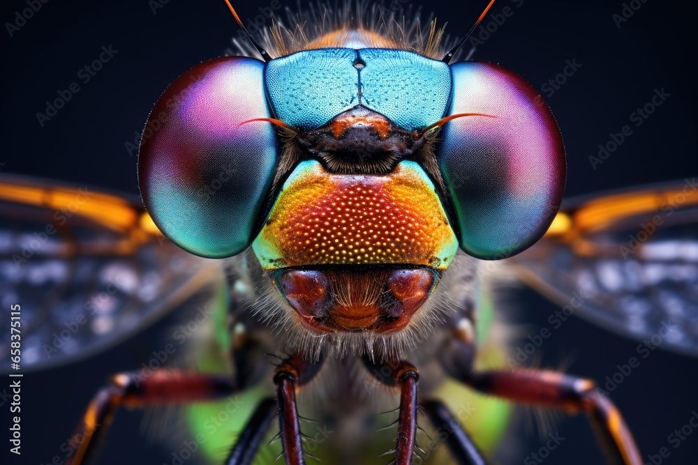 Macro shots of colorful dragonfly insects - obrazy, fototapety, plakaty 