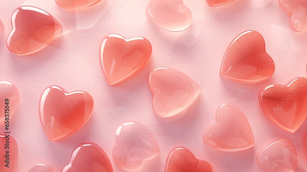 a lot of hearts that are on a pink surface with a light pink background. generative ai a lot of hearts that are on a pink surface with a light pink background. generative ai