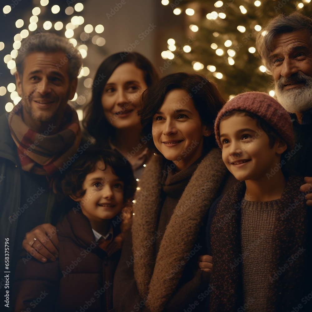Fototapeta premium Christmas Family Gathering, Holiday Gathering Generative AI