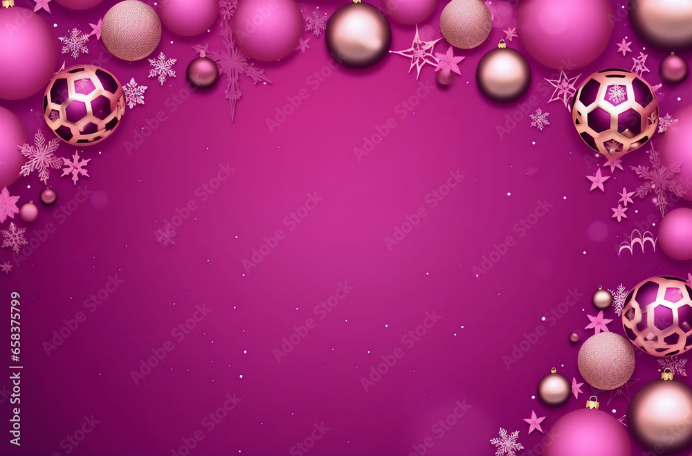 Black and golden Christmas background with balls on a pink background. Black and golden Christmas background with balls on a pink background.