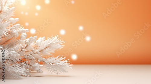  a white christmas tree with snow flakes on it's branches. generative ai