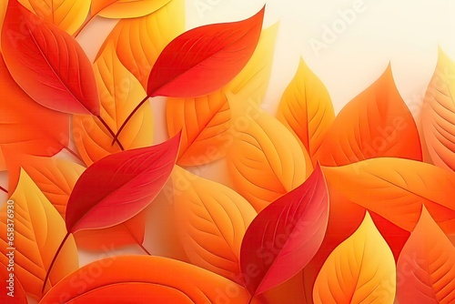 Illustrations Of Red And Orange Autumn Leaves, Creating Warm And Inviting Background. Сoncept Autumn Leaves, Warm Background, Red Illustrations, Orange Illustrations