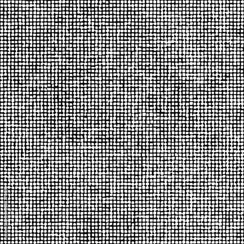 Metallic black grill with small square holes on a white background. Seamless repeating pattern. 