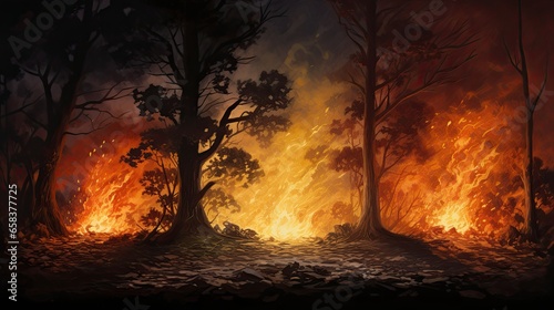 illustration of a large-scale forest fire