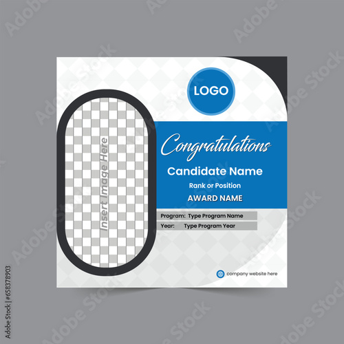 Congratulations or Giveaway winner announcement social media post template design