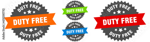 duty free sign. round ribbon label set. Seal