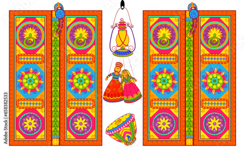 Culture of Rajasthan in Indian art style. Vector File.