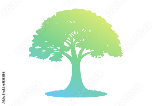 Silhouette of a deciduous tree with soft gradient. Isolated vector illustration.