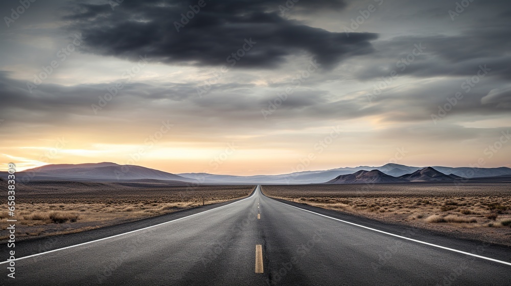 the landscape of the road in the desert