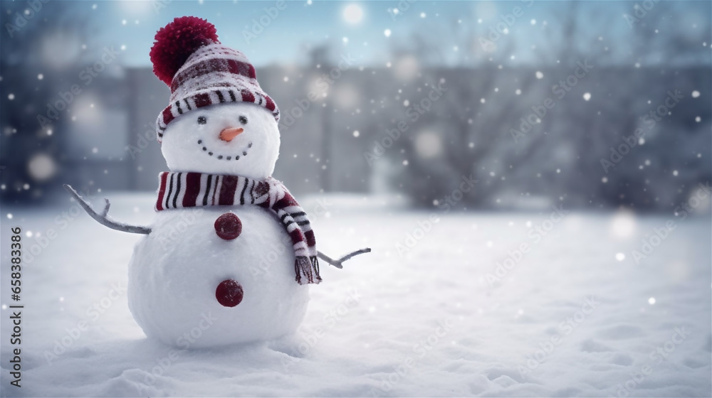 Fototapeta premium snowman on the snow