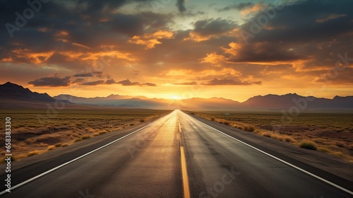 the landscape of the road in the desert