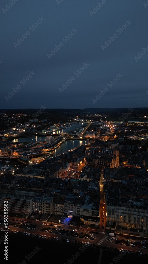 Paysage vu du ciel, sur les cotes francaise, à Dieppe 