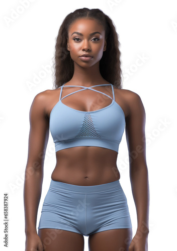Beautiful Woman in Sportswear on Transparent Background