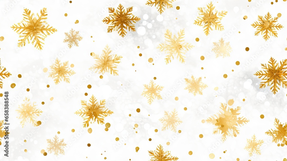 a white background with gold snowflakes and dots on it. generative ai a white background with gold snowflakes and dots on it. generative ai