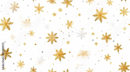  a white background with gold snowflakes and dots on it.  generative ai © Anna
