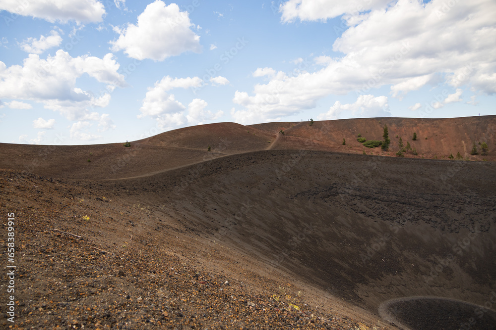 View of hiking trail into Cinder Cone Volcano at Lassen Volcanic National Park, California