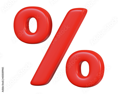 Red 3d sign percent discount on isolated background. Voucher gift. Vector illustration.	
