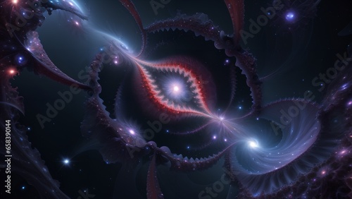 Cosmic eye connected to fractal universe, abstract art