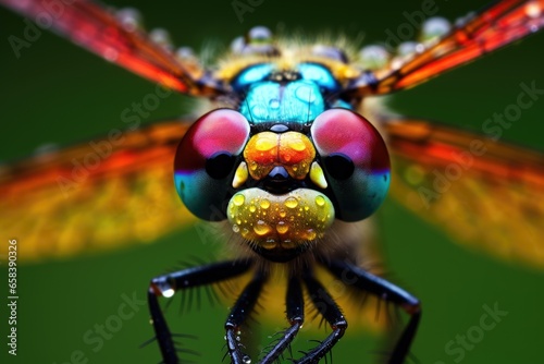Macro shots of colorful dragonfly insects © PinkiePie