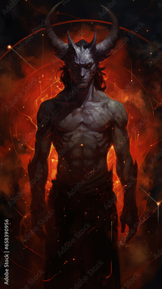 Fototapeta premium a man with horns and horns on his head