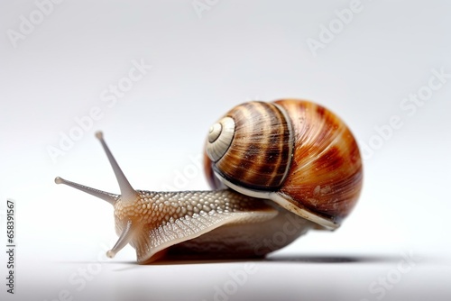 Snail on plain background. Generative AI