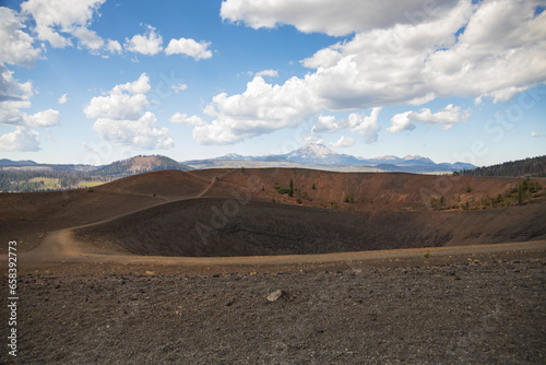 View into Cinder Cone Volcano and Rim Trail, Lassen Volcanic National Park, California