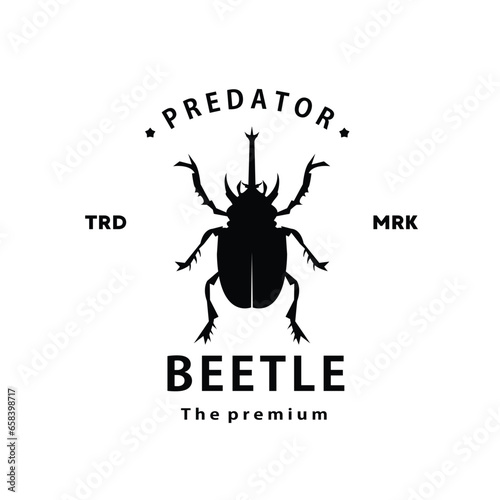 vintage retro hipster beetle logo vector silhouette art icon for livestock