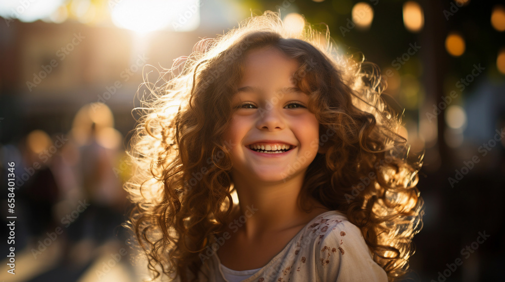 Portrait of a little happy girl on a blurred background, beautiful lighting. Portrait of a little happy girl on a blurred background, beautiful lighting.