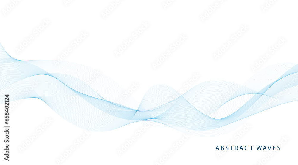Abstract vector background with blue wavy lines. Blue wave background. Blue lines vector illustration. Curved wave. Abstract wave element for design.