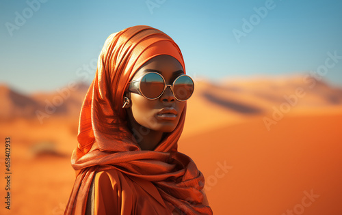 A beautiful woman in the desert