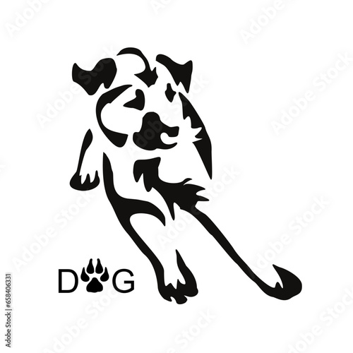 Drawing of an ordinary dog from the street without a breed. Gestalt design of funny pets.