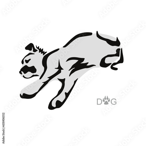 Drawing of an ordinary dog from the street without a breed. Gestalt design of funny pets.